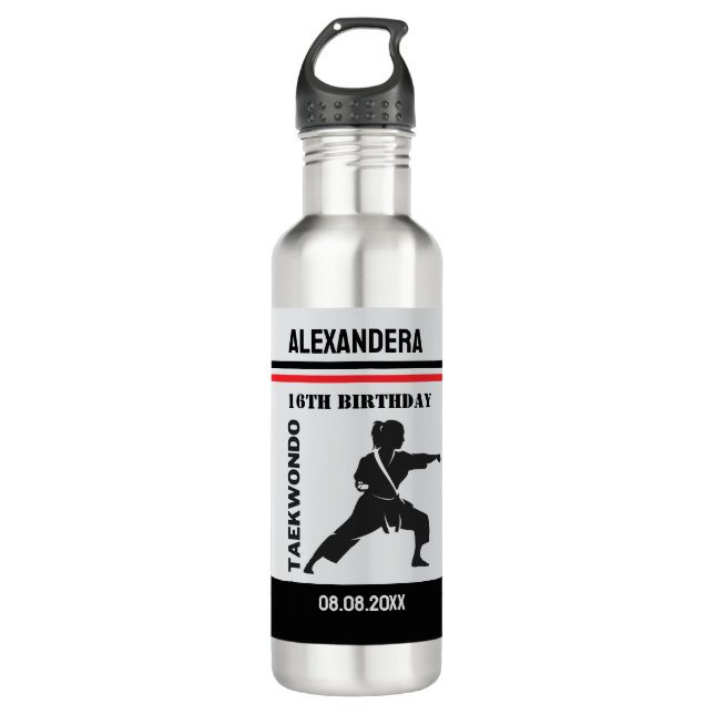 Taekwondo Girl Birthday Taekwondo Player Party  710 Ml Water Bottle (Front)