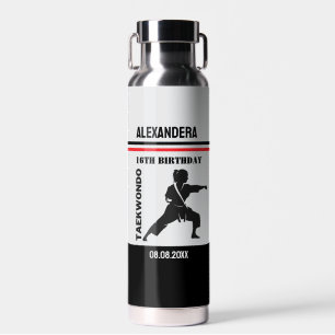 Taekwondo Girl Birthday Taekwondo Player Party Gam Water Bottle