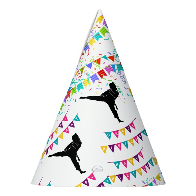 Taekwondo Girl Player Birthday Party Hat (Left)