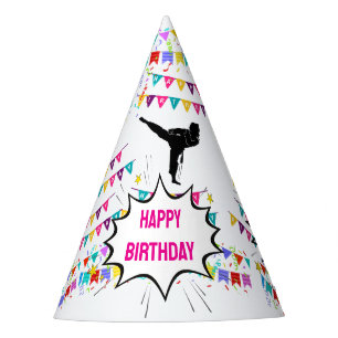 Taekwondo Girl Player Birthday Party Hat