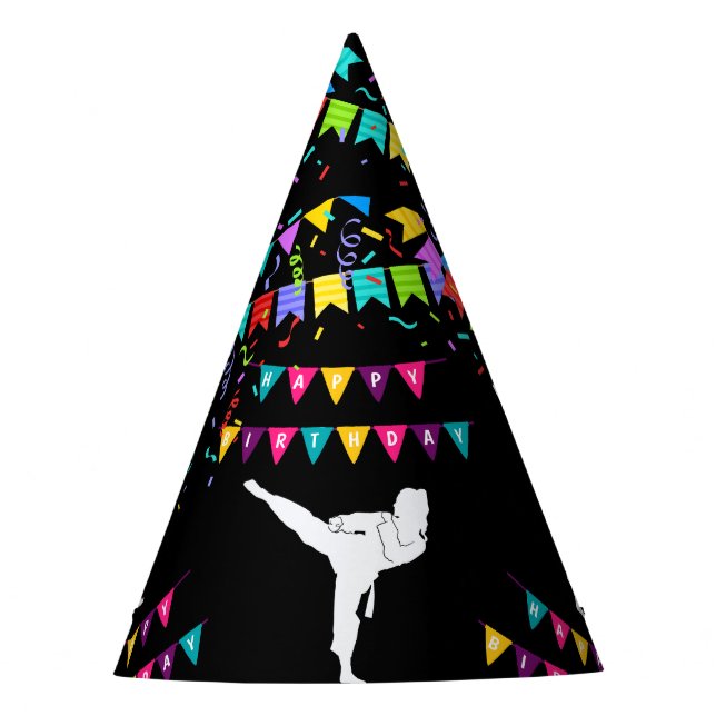 Taekwondo Girl Player Birthday Party Hat (Front)