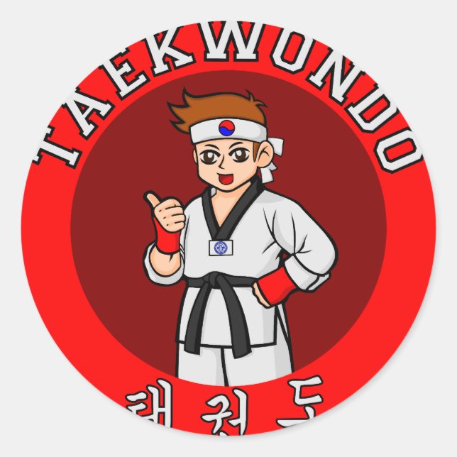 taekwondo guy badge 1 classic round sticker (Front)