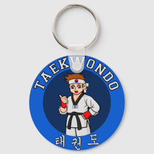 taekwondo guy badge key ring