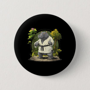 Taekwondo Hippo Kickboxing Animall Jiu-Jitsu Kung 6 Cm Round Badge