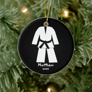 Taekwondo Karate Black Belt Personalised Ceramic Ornament