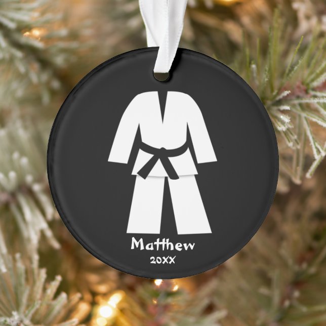 Taekwondo Karate Black Belt Personalised Ornament (Tree)