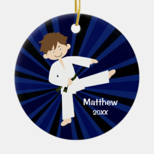 Taekwondo Karate Camo Belt Boy Personalised Ceramic Ornament