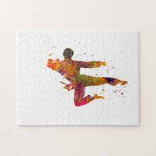 Taekwondo-karate en acuarela jigsaw puzzle