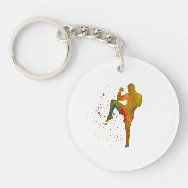 Taekwondo-karate en acuarela key ring (Front)