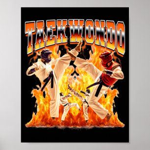 Taekwondo Karate Flames 90s Bootleg Style Poster
