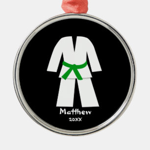 Taekwondo Karate Green Belt Personalised Metal Ornament