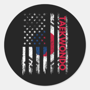 Taekwondo Karate Martial Arts Training Korean Flag Classic Round Sticker