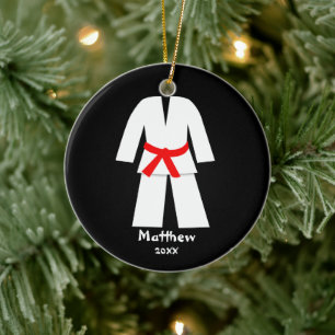 Taekwondo Karate Red Belt Personalised Ceramic Ornament