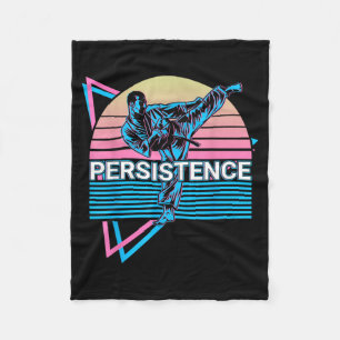 Taekwondo Karate Retro Persistence Fleece Blanket