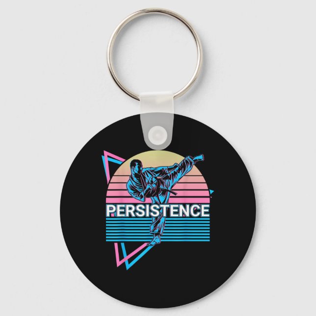 Taekwondo Karate Retro Persistence Key Ring (Front)