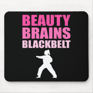 Taekwondo Karate Women Beauty Brains Black Belt  Mouse Pad