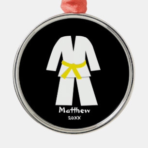 Taekwondo Karate Yellow Belt Personalised Metal Ornament