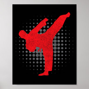 Taekwondo Kick Karate Boys Girls Martial Arts Vint Poster