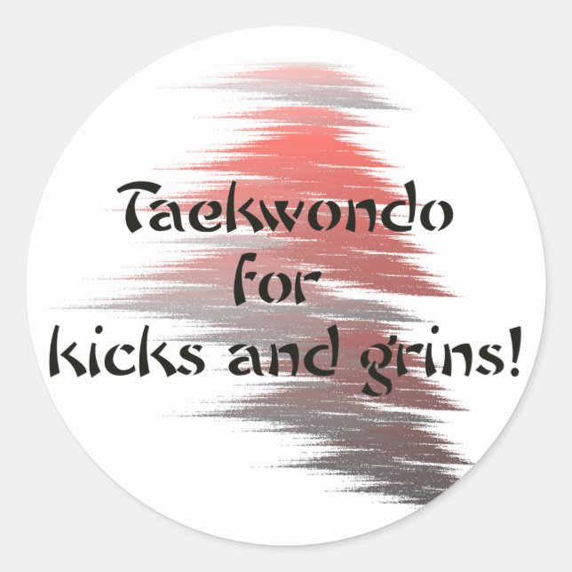 Taekwondo Kicks and Grins Round Stickers (Front)