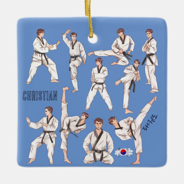 Taekwondo Korean Martial Arts 5 Tenets Ceramic Orn Ornament (Front)