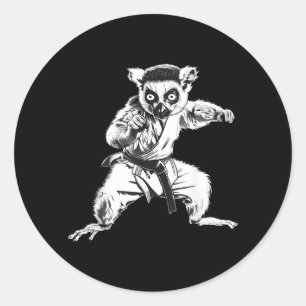 Taekwondo Lemur Kickboxing Animall Jiu-Jitsu Kung Classic Round Sticker