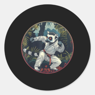 Taekwondo Lemur Kickboxing Animall Jiu-Jitsu Kung Classic Round Sticker