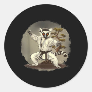 Taekwondo Lemur Kickboxing Animall Jiu-Jitsu Kung Classic Round Sticker