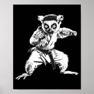 Taekwondo Lemur Kickboxing Animall Jiu-Jitsu Kung Poster