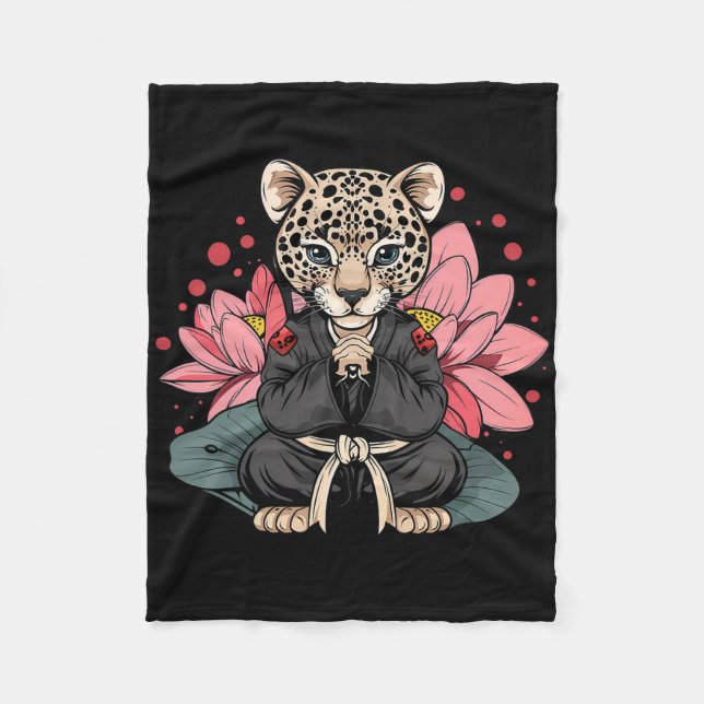 Taekwondo Leopard Kickboxing Animall Jiu-jitsu Kun Fleece Blanket (Front)