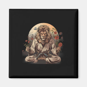 Taekwondo Lion Floral Mma Kickboxing Jiu-jitsu Lio Magnet