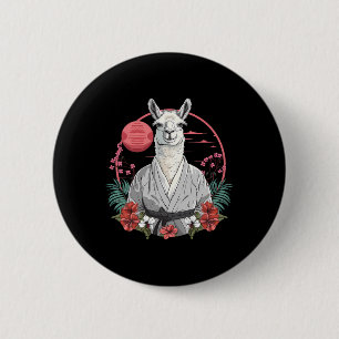 Taekwondo Llama Kickboxing Taekwondo Floral Llama 6 Cm Round Badge