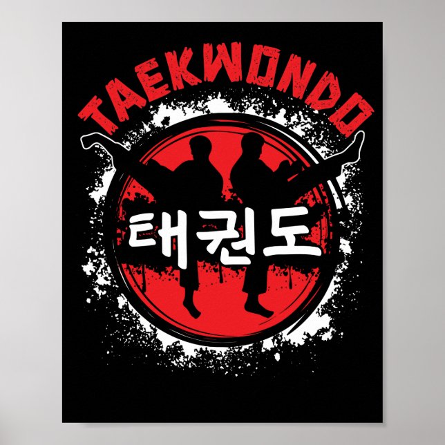 Taekwondo Martial Art Sport Distressed Style Kick Poster (Front)