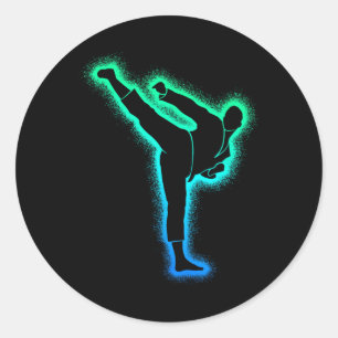 Taekwondo Martial Arts Dad Men Boys Karate Classic Round Sticker