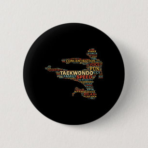 Taekwondo Martial Arts Fighter Tae Kwon Do Words 6 Cm Round Badge