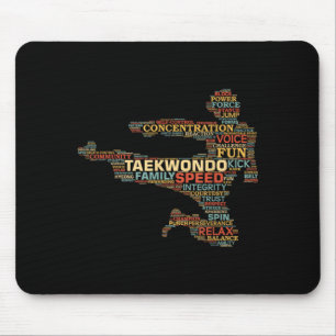 Taekwondo Martial Arts Fighter Tae Kwon Do Words Mouse Pad