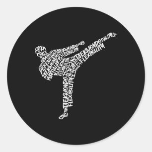 Taekwondo Martial Arts Typography Kids Men Boys Ka Classic Round Sticker