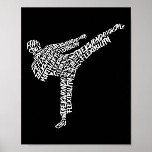 Taekwondo Martial Arts Typography Kids Men Boys Ka Poster