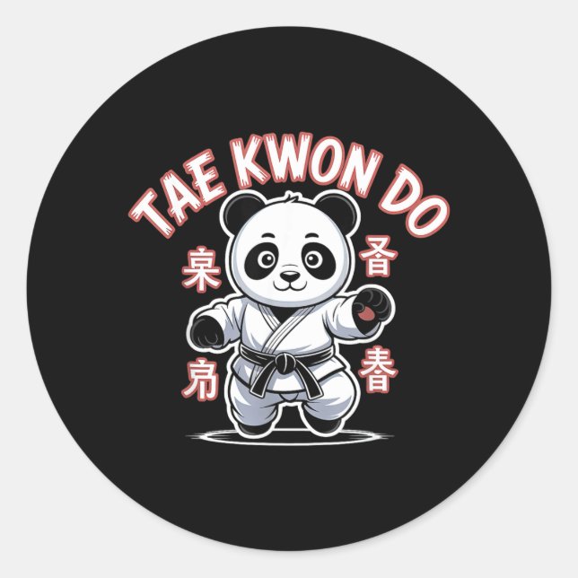 Taekwondo Panda Funny Korean Tkd Classic Round Sticker (Front)