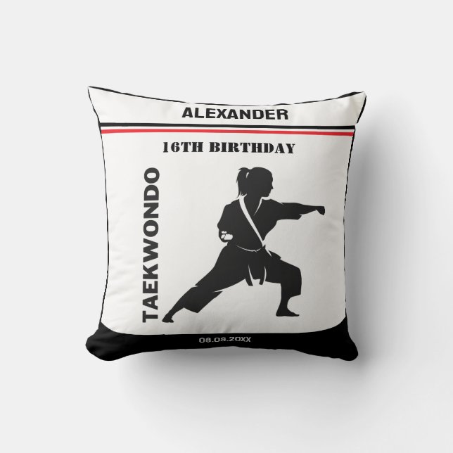 Taekwondo Player, Birthday Gift, Team Karate  Cushion (Front)