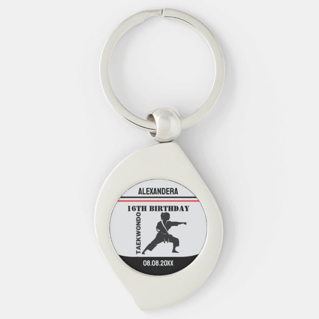 Taekwondo Player, Birthday Gift, Team Karate  Key Ring (Front)
