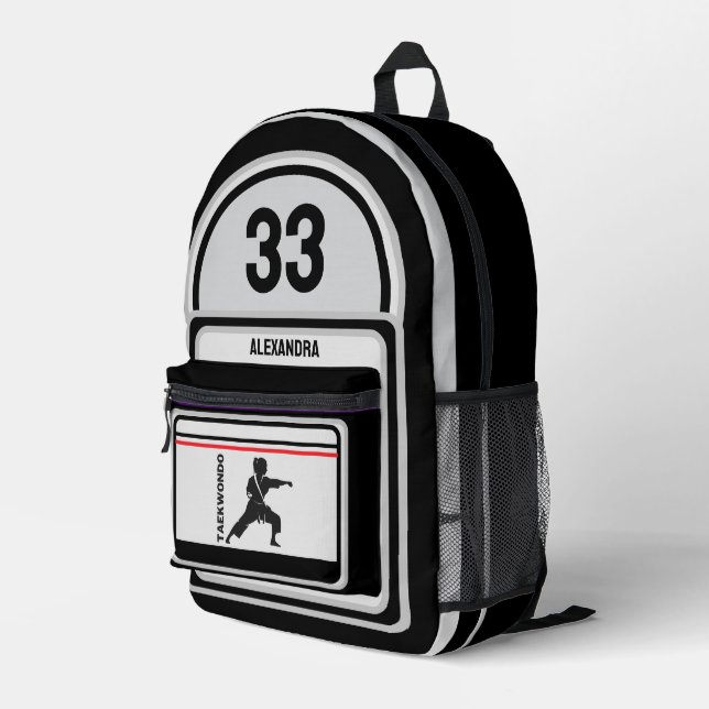Taekwondo Player, Birthday Girl, Team Karate Printed Backpack (Back Corner Right)