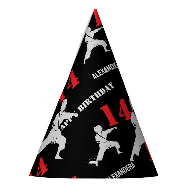 Taekwondo Player Birthday , Karate personalised  Party Hat (Left)