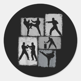 Taekwondo Practitioner Collage Men Kids Coach Classic Round Sticker
