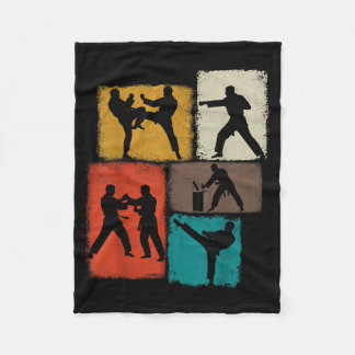 Taekwondo Practitioner Collage Men Kids Coach Fleece Blanket