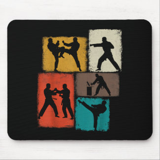 Taekwondo Practitioner Collage Men Kids Coach Mouse Pad