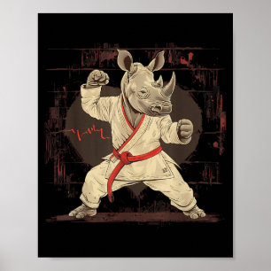 Taekwondo Rhino Kickboxing Animall Jiu-Jitsu Kung Poster