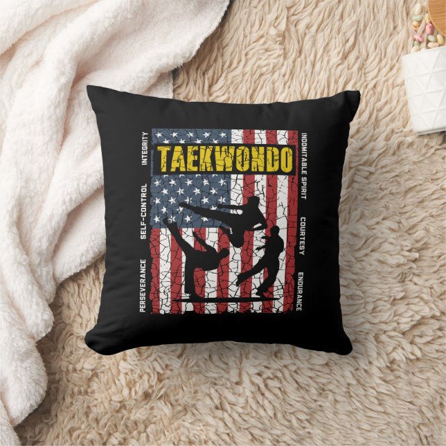 Taekwondo Self Contro American Martial Arts Flag Cushion (Blanket)