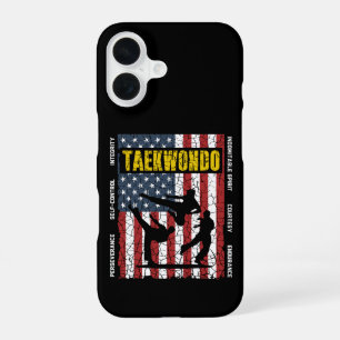 Taekwondo Self Contro American Martial Arts Flag iPhone 16 Case