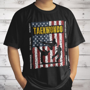 Taekwondo Self Contro American Martial Arts Flag T-Shirt