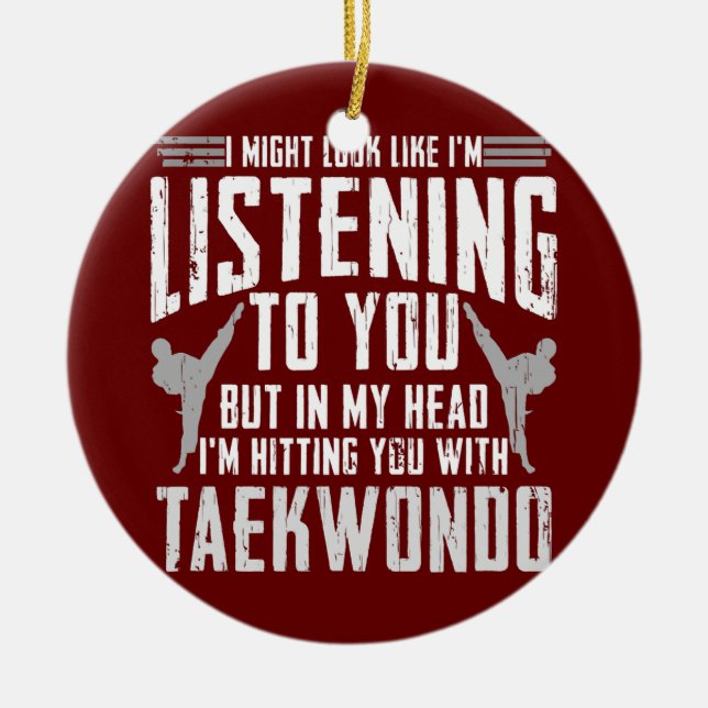 Taekwondo Self Defence Martial Arts Korean  Ceramic Ornament (Front)